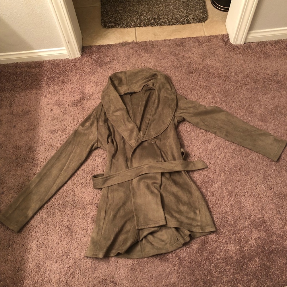 Green suede coat
